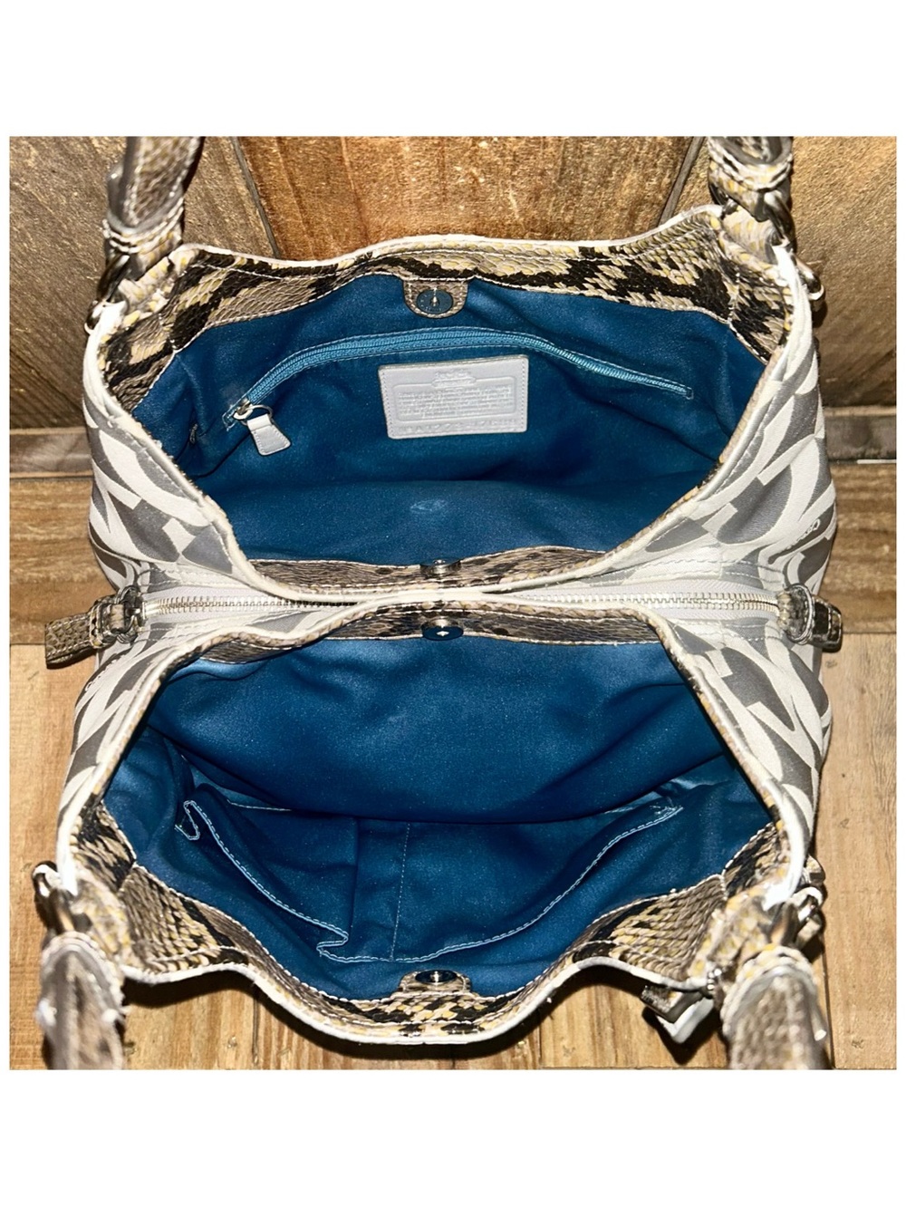 Coach. 4 Piece: Maggie Op Art Shoulder Bag with Free Watch, Wristlet & Dust Bag. - Picture 6 of 16